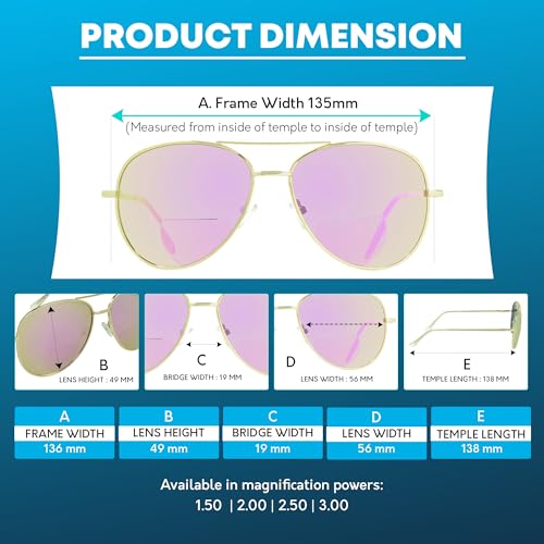 proSPORT Aviator Bifocal Sunglass Reader Flashed Mirror Lens Men Women4