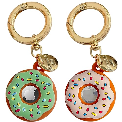 Schutzhülle für AirTags, Hülle aus Soft TPU mit Schlüsselanhänger, Sicher vor Verlust, Stoßfest Kratzfest Waschbar, Mini Hülle für AirTags Tracker-Grün+Beige