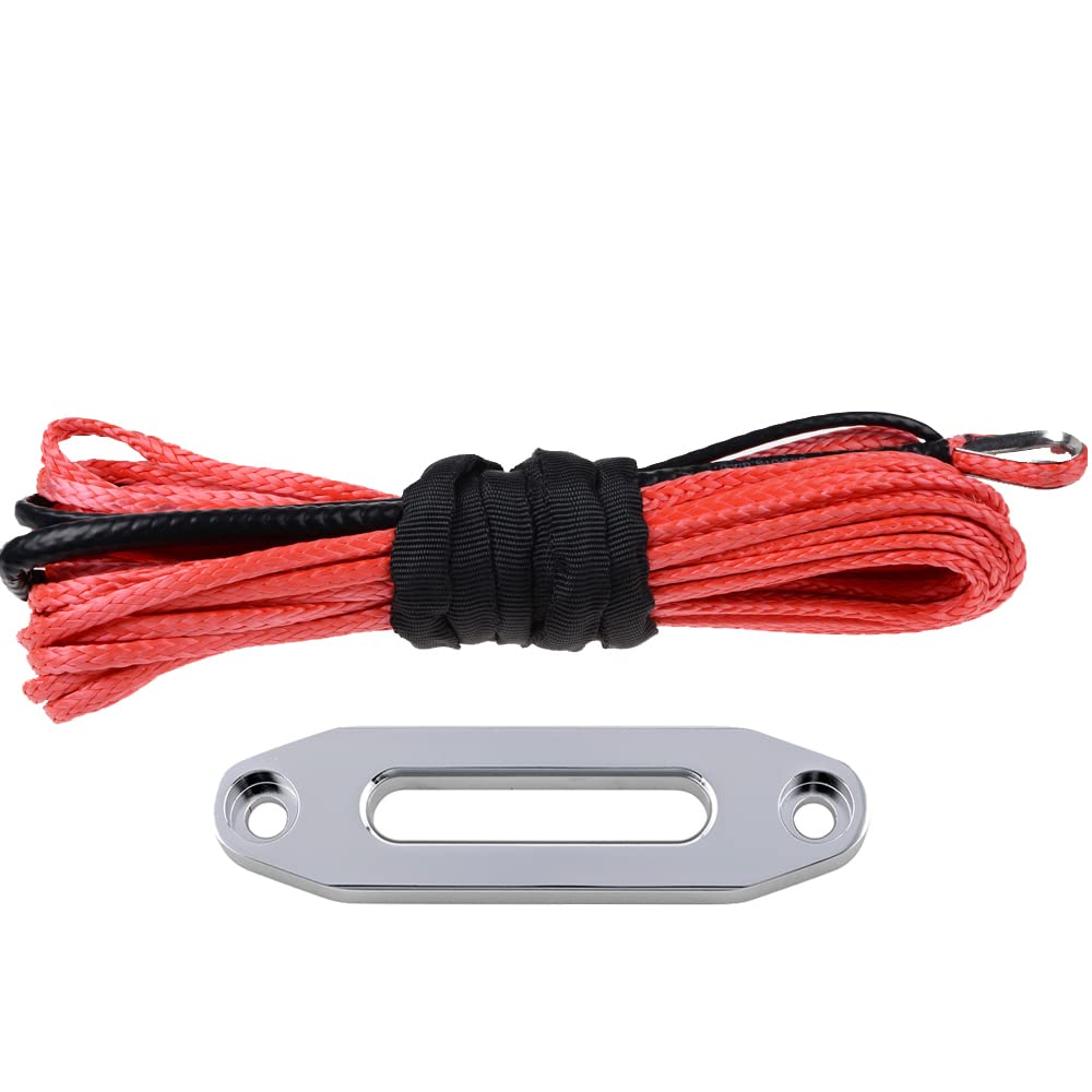 Astra Depot ATV UTV KFI SUV Synthetic Recovery Winch Rope Cable + Hawse Fairlead (50' x 3/16