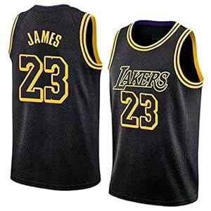 Oquta Lebron james bij LA Lakers #23 basketbal jersey, geel zwart wit paars, xs tot xxl