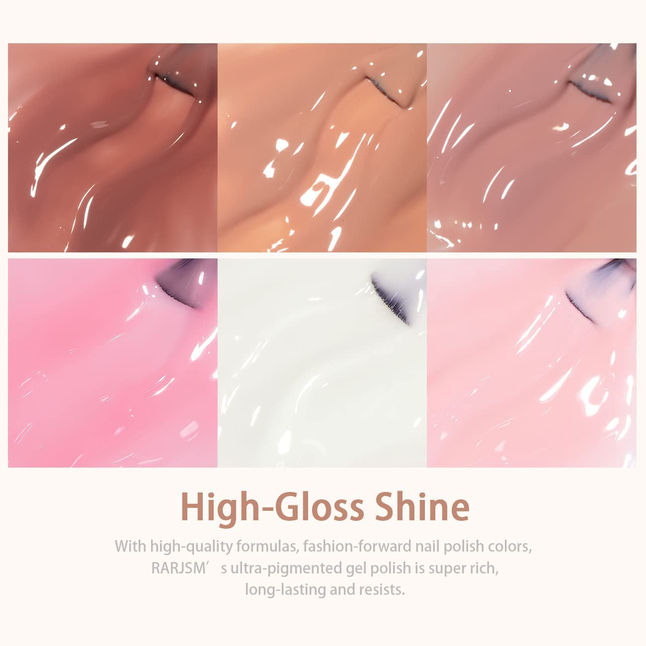 RARJSM Nude Sheer Jelly Pink Gel Nail Polish Set of 6 Transparent Colors LED UV Gel Soak Off Clear Taffy Brown Milky White French Manicure Nail Gelpolish Varnish Curing Requires 7.5ml for Home Salon