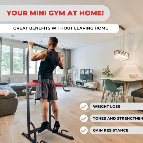 Mobiclinic® Fitness, Power Tower Dip Station, MultiFit, Adjustable Height and Backrest, Multi gym, Heavy Duty, Multi-functional Tower, Home Gym, Pull-up bar, Abdominal Exercise - Image 6