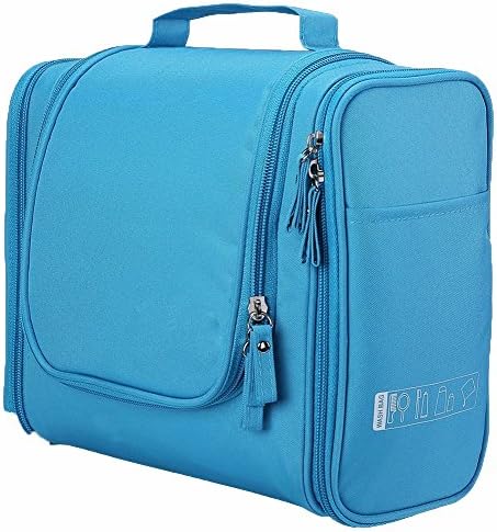 ProEquipe Deluxe Travel Kit Organizer W/Hanger Hook Bathroom Storage Cosmetic Bag Toiletry Bag Waterproof FREE TOOTHBRUSH KIT (SKY BLUE)