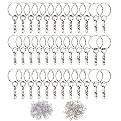Anillos de llavero, 50 Piezas con cadena, Anillos de sAlto, ojos de Tornillo, Para Manualidades...