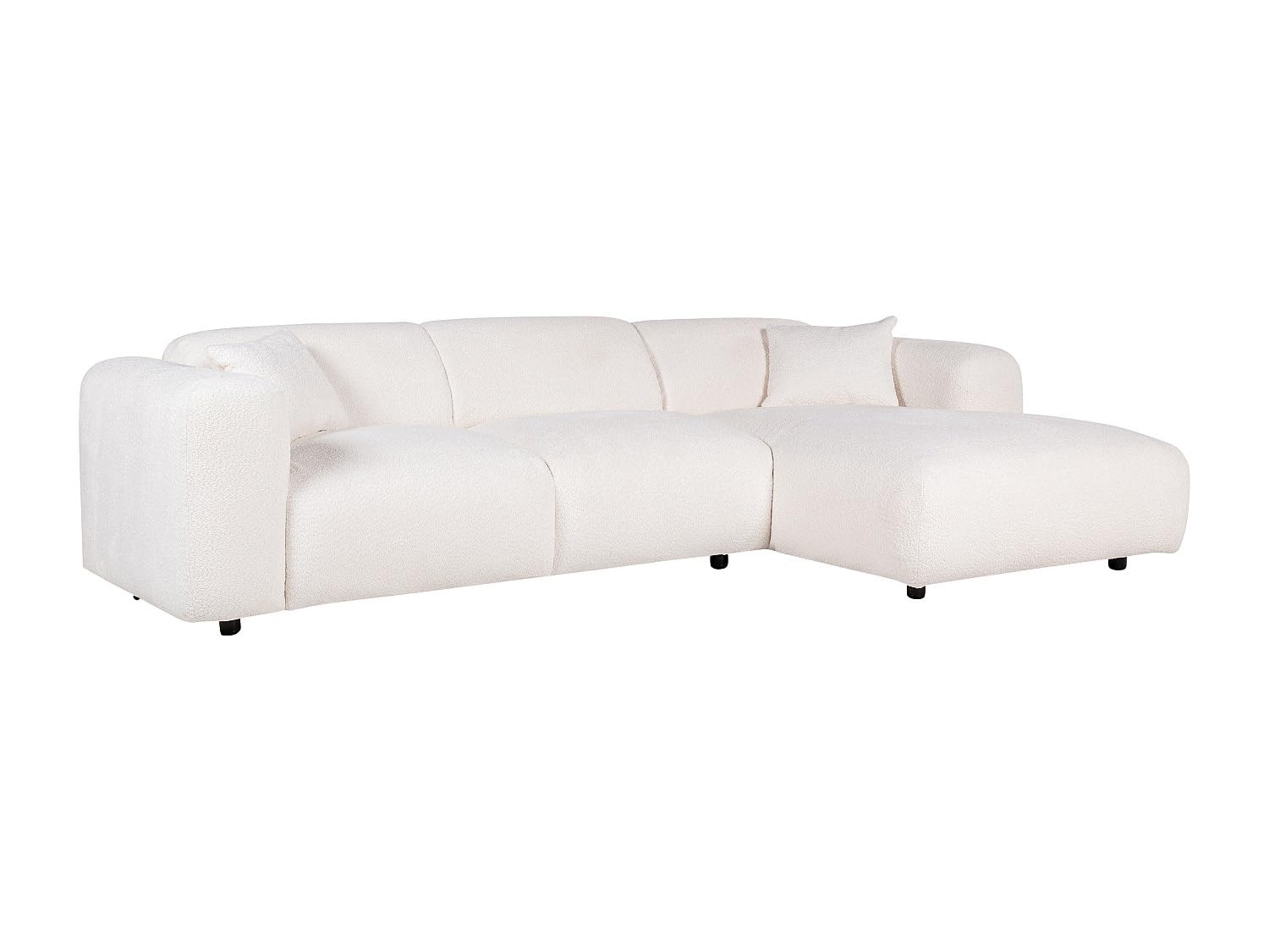 Vente-unique - Ecksofa - Ecke rechts - Bouclé-Stoff - Weiß - POGNI