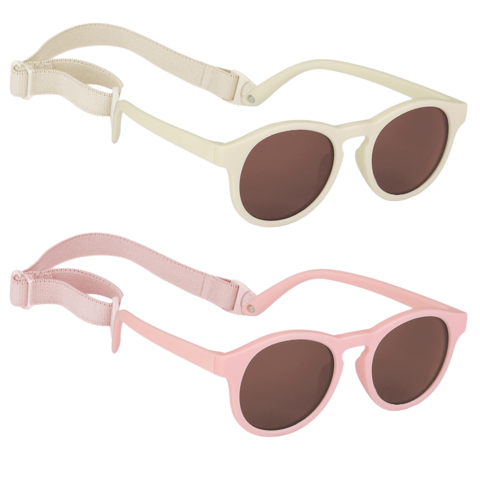 2 Pack Toddler Sunglasses Polarized with Strap for 0-24 Months/2-12 Years Kids, Girls Boys Baby Glasses UV Protection