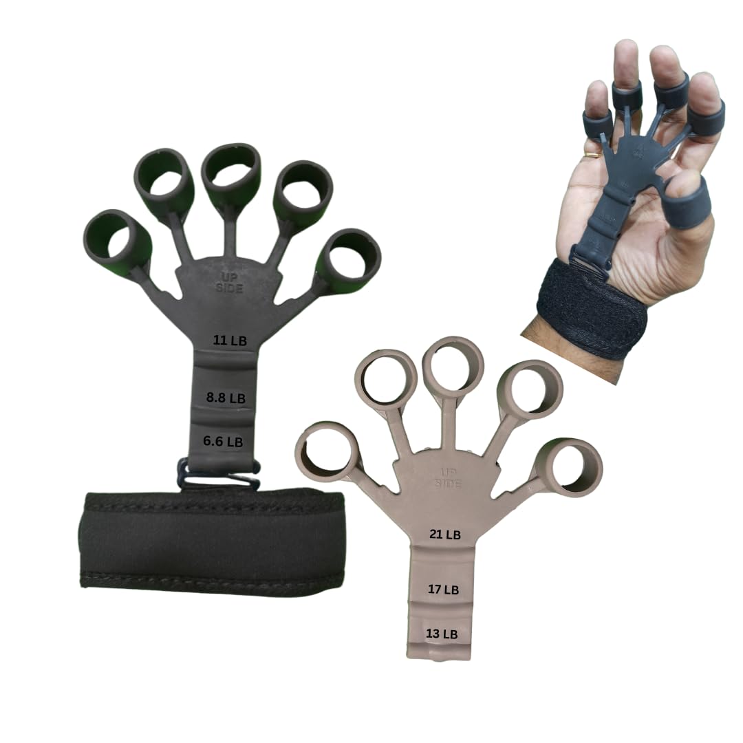 GymBrat Finger Grip Strengthener - Forearm exerciser with Wrist Support, 5 Finger Loops, Adjustable Resistance - 6.6 lbs to 21 lbs, Ergonomic Design-image-1