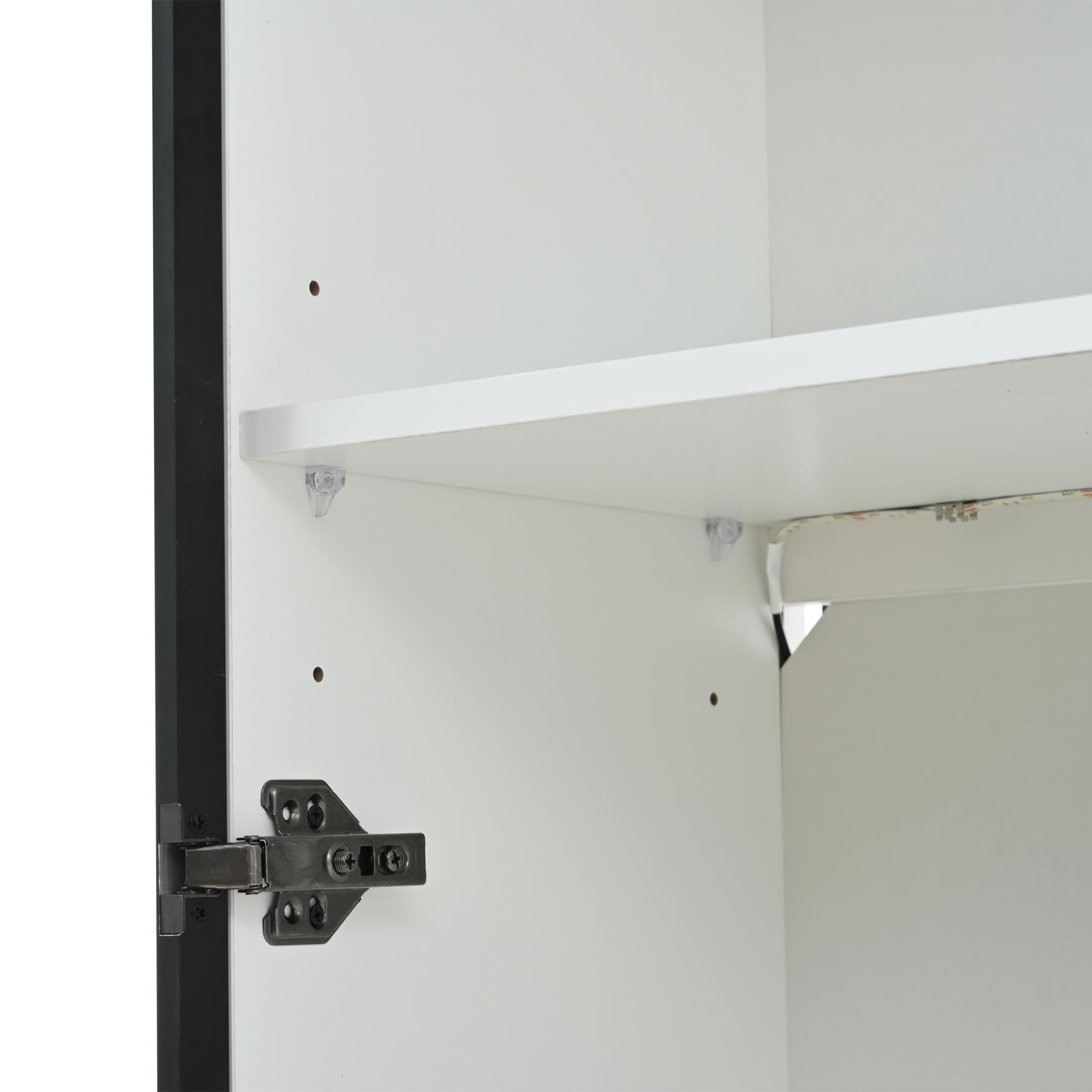 Merax Vitrinenschrank 200cm, doppeltürige Standvitrine mit Glastüren & LED-Beleuchtung, Hochschrank mit Höhenverstellbaren Böden & Weinschrank, Bücherschrank für Wohnzimmer Küche Esszimmer Büro, Weiß