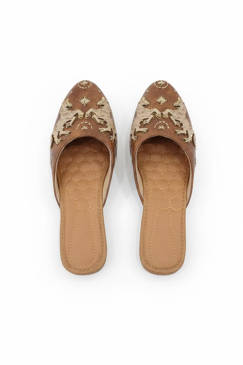 omen's Ethnic Slip-On Mules Embroidered Flat Sandal with Low Heel – Stylish & Comfortable Casual Footwear-picture-10