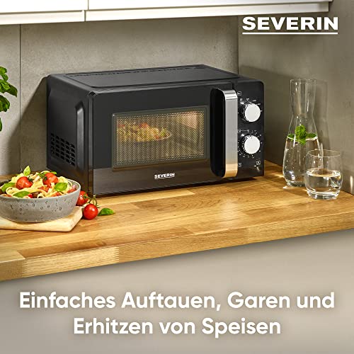 Severin Mikrowelle Solo, zum Auftauen und Erhitzen, Mikrowellengerät mit Drehteller für...
