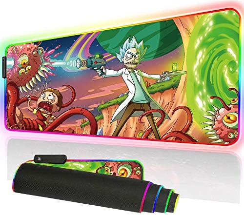 Bimormat RGB Mouse Pad LED Light Gaming Mouse Pad with Rubber Base Colorful Computer Carpet Desk Mat for PC Laptop (35.4 * 15.7 inch) (9040greengun)