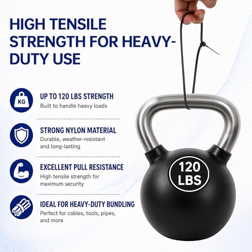 Image of Zip Ties 12 inch, 4000 Pack Heavy Duty Black Zip Ties with 120 lbs Tensile Strength, Self-Locking Nylon Cable Ties,Wire Ties for indoor and outdoor use