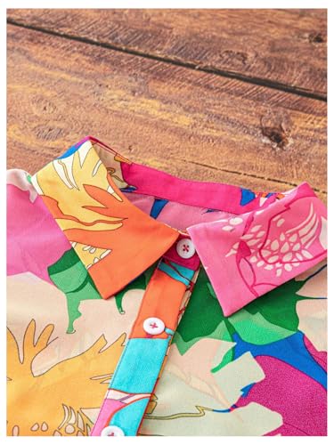 SweatyRocks Women's Floral Print Button Down Blouses Puff Short Sleeve Boho Vacation Shirts3