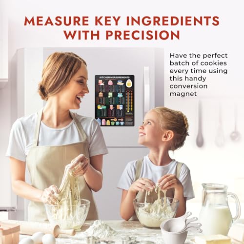 Levain & Co Kitchen Conversion Chart Magnet - Dark for Easier Cooking & Baking - Vintage Useful Gadgets - Cute Accessories - Cooking & Baking Accessories - Gifts for Bakers