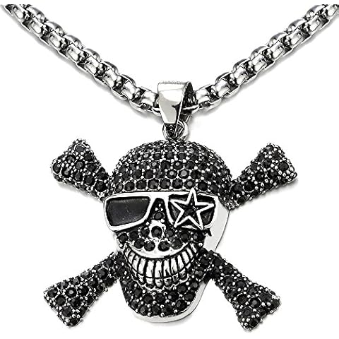 COOLSTEELANDBEYOND Collar Pirata Cráneo de Azúcar Hombre Mujer Cover