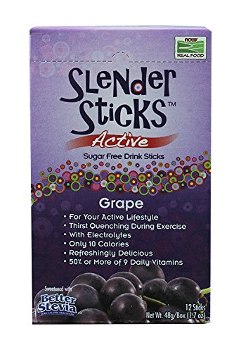 Now Foods Slender Sticks Active Grape, Grape 12 sticks (Pack of 5)