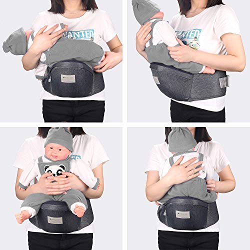 Baby Hip Seat Carrier,Baby Waist Seat with Adjustable Strap and Pocket,Baby Carrier Waist Stool Convinient Baby Front Carrier for 3-36 Month Baby