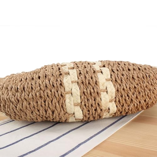 Image of YYW Straw Bags for Women,Hand-woven Straw Large Bag Round Handle Ring Tote Retro Summer Beach Rattan bag