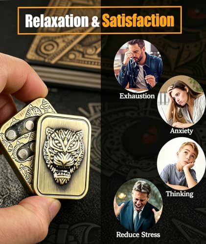 Image of Fidget Slider, Metal Poker Push Card, Fidget Toy, Fidget Clicker for Adults Teens, Relieve Stress Anxiety ADHD, Gift for Boyfriend, Husband and Father (Lion)