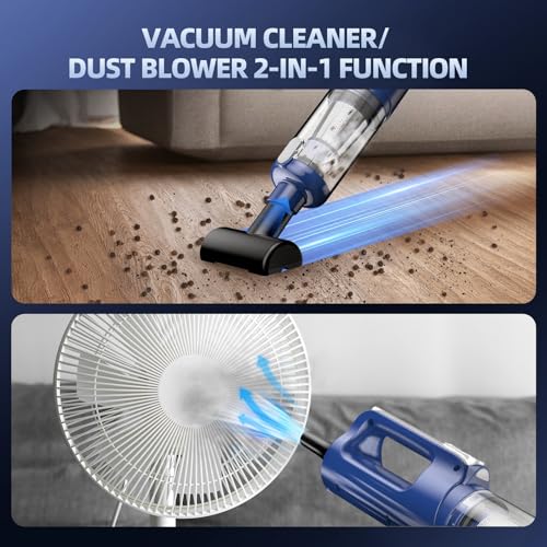 Image of MONOZEL Car Vacuum Cleaner High Power, 18000Pa 2 in 1 Vacuum Cleaner&Air Duster, 130W Brushless Motor Handheld Vacuum Cordless with 7800mAh Battery, LED Light, Multi-Nozzles for Car, Home, Office, Pet