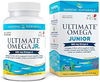 Nordic Naturals Ultimate Omega Jr., Strawberry - 90 Mini Soft Gels - 680 Total Omega-3s with EPA & DHA - Brain Health, Mood, Learning - Non-GMO - 45 Servings