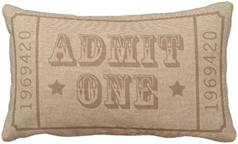 Whimsical Circus Theatre Ticket Admit One Throw Pillow Cover 18x18