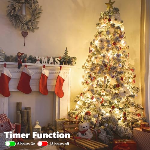 Battery Operated Christmas Lights - 4 Pack Total 66ft 200 LED Battery String Lights 8 Modes Waterproof with Timer for Home, Garden, Party, Holiday, Christmas Tree Decoration (Green Wire, Warm White) by Lomotech - Image 3