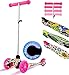 Trottinette Enfant à 3 Roues, Trottinette 3 Roues pour Enfants Fille Garçon 2-8 Ans, Trottinette 3 Roues LED Lumières Clignotantes, 4 Hauteurs Réglables, Charge Maximum 50KG (A Rose)