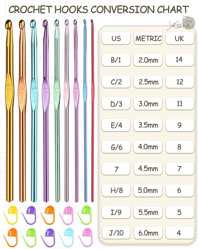 Image of Coopay Crochet Hooks 19PCS Multicolor Aluminum Crochet Set, Smooth Crochet Hook Kit with Stitch Markers, Beginners Crochet Needles for Crocheting Yarn, 2.0mm-6.0mm Crochet Hook for Arthritic Hands