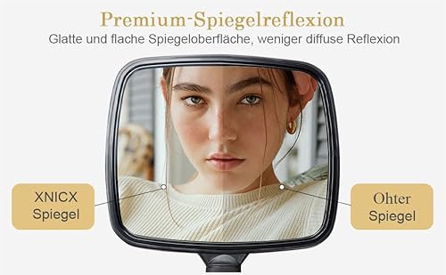 xnicx Handspiegel,Professioneller Handspiegel mit Griff,Friseure Rasierspiegel Kosmetikspiegel,Reise Kleiner Handspiegels für Reisen Schminks Festival Essentials Schwarz,31cm X 20.1cm