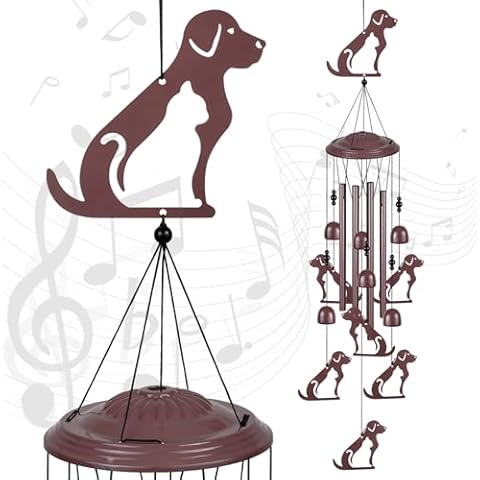Outdoor Dogs Wind Chimes, Gifts for Mom, Home, Garden, Balconies, Rooms, Patio, Indoor, Dogs Decoration, Dogs Hanging Ornaments, Memorial Wind Chimes, Dogs Wind Catcher, Outside Dogs Wind Bells Decor Cover