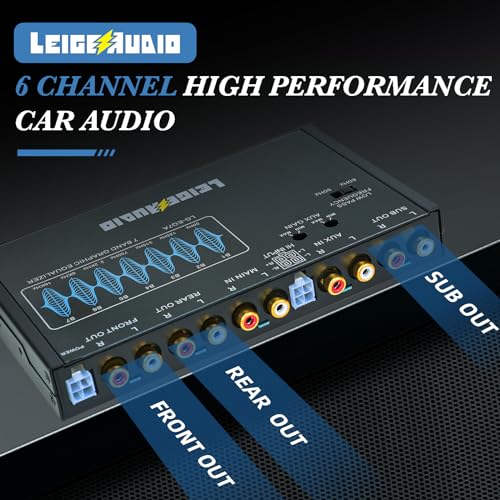 LEIGESAUDIO LG-EQ7A 7-Band Car Audio Graphic Equalizer with Front 3.5mm Aux Input, High Voltage RCA Outputs and High Level Speaker Inputs
