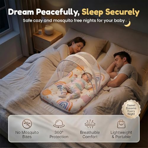 Image of StarAndDaisy 3 in 1 Baby Mosquito net for Sleeping, Mosquito net for Newborn Baby with Washable Design, Soft and Comfortable Bed.