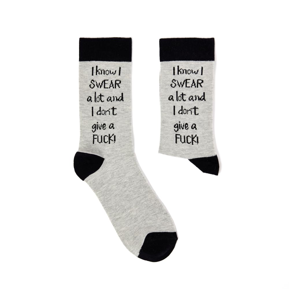 Urban Eccentric Unisex Multicolour “I Swear A Lot & I Don’t Give A F*Ck” Funny Socks – Rude Slogan Socks – Uk Size 6–11 – Gift For Sweary Legends