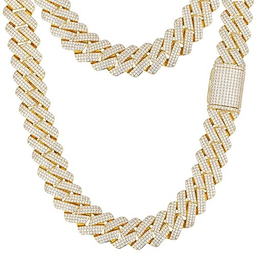 Image of Ucciyo 20MM Cuban Link Chain for Men Iced Out Miami Cuban Necklace 18k Gold Plated 5A+ Zicron 10MM /12MM /14MM /20MM Iced Out Chain Gold /Silver Bling Luxury Hip Hop Jewelry For Women Men