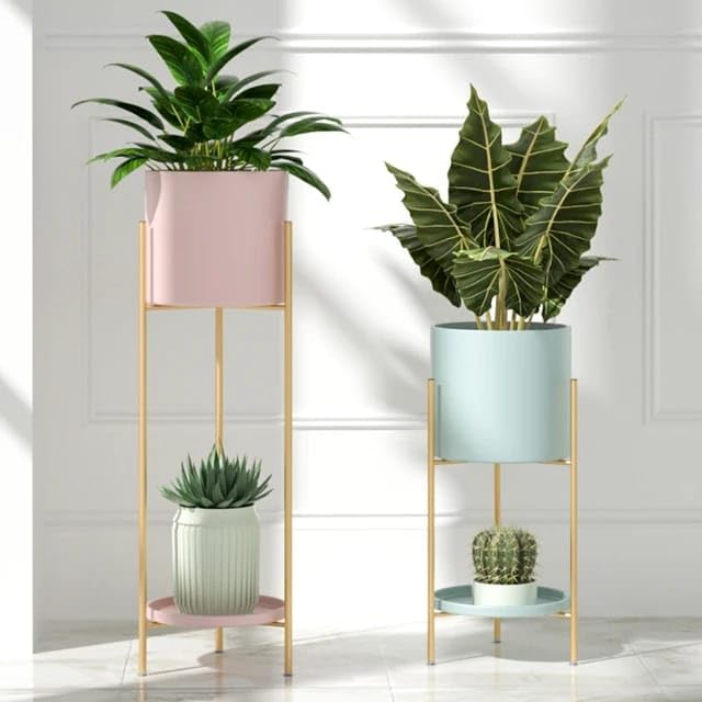RARE EXPORTS Modern Metal Flower Planter for Garden Tall Indoor Planter Stand for Living Room, Bedroom Decoration Set of 2 Sizes: 24 inches and 18 inches. (B0D7TDPS3D) Amazon Price History, Amazon Price Tracker