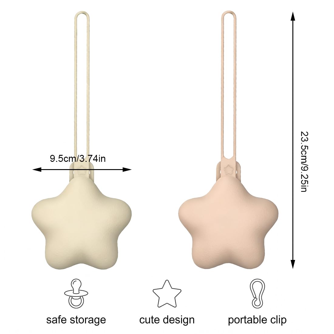 Boîte à sucette en silicone 2 pièces, rangement hygiénique pour bébé, accessoire cadeau naissance (Beige)