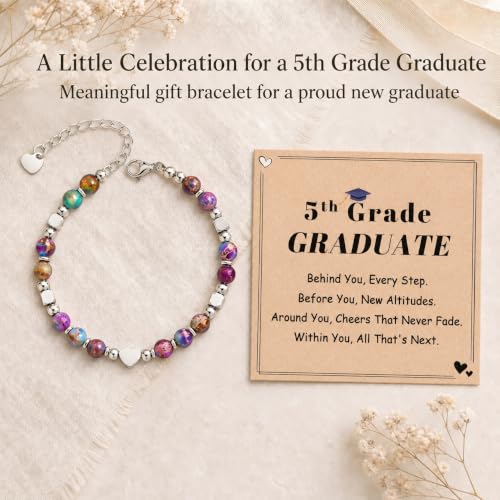 Image of Gifts for Women & Girl, Healing Natural Stone Beads Heart Bracelets with Quote Card, Back to School Valentines Mothers Day Graduation Christmas Birthday Gifts