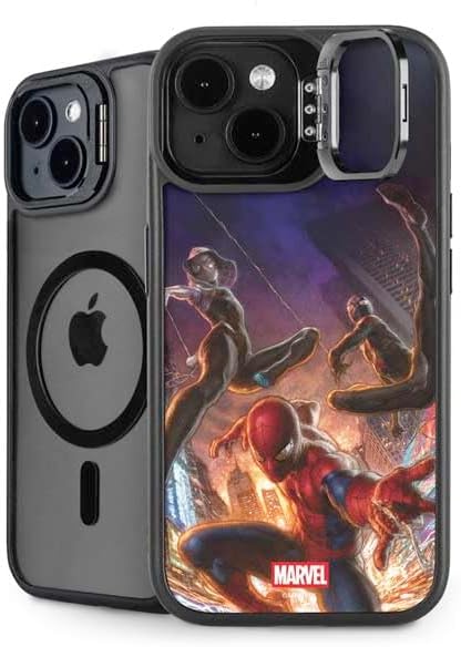 Skinit Kickstand Phone Case Compatible with iPhone 15 - Officially Licensed Marvel Spiderman Spiderman Emblem Design