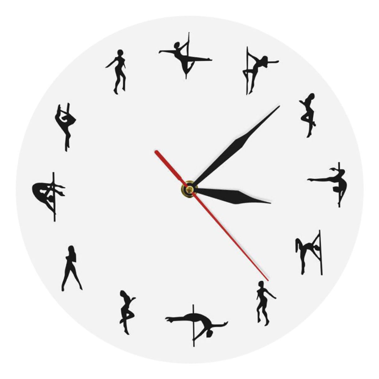 Horloge Pole Dance Blanche Hemobllo : cadran silencieux sans pile pour un décor moderne