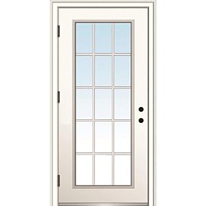 National Door Company ZZ364605R Steel, Primed, Right Hand Outswing, Prehung Door, 15 Lite, Clear Glass, External Grilles, 30