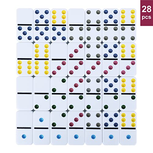Gothink Double Six Dominoes, 28 Tile Colored Dots Domino Game Set With Tin Box, Classic Family Board Games For Kids, Adults And Families For 2-4 Players #TOP2