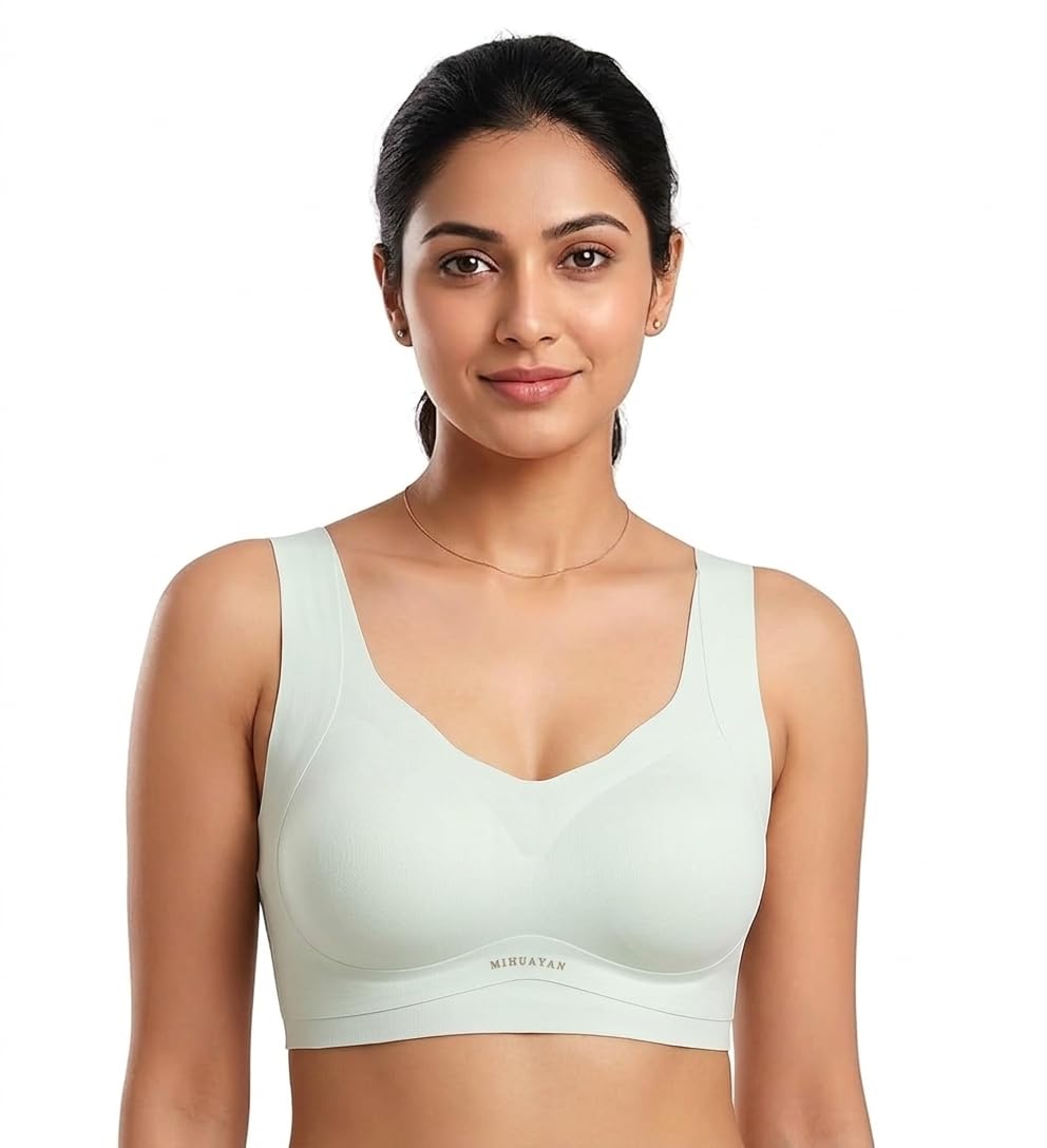 Women’s Padded Sports Bra | Full Back Coverage Push Up Gym Bra | Slip-On Fitness Workout Yoga Bralette | Wirefree Breast Uplift Tank Top Innerwear-image-3