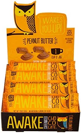 Awake Caffeinated Chocolate Energy Bar, Peanut Butter, 12 Count