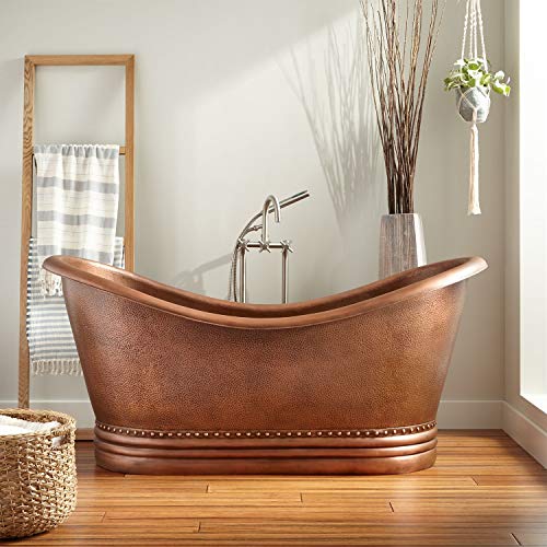 Signature Hardware 392737 Paige 72" Copper Soaking Double Slipper Freestanding Tub With Pre-Drilled Overflow Hole #TOP25