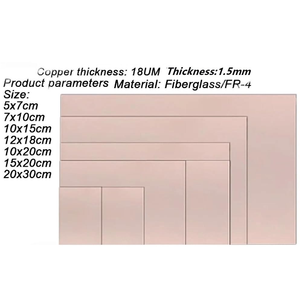 Placa de circuito PCB Placa laminada de PCB doble cara FR-4 10 piezas, 5 x 7/7 10/20 30 cm, revestida cobre, placa circuito impreso DIY(12x18cm)