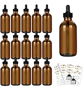 CycleMore 16 Pack (120 ml) 4 oz Amber Glass Boston Bottles with Glass Eye Droppers, Glass Dropper...
