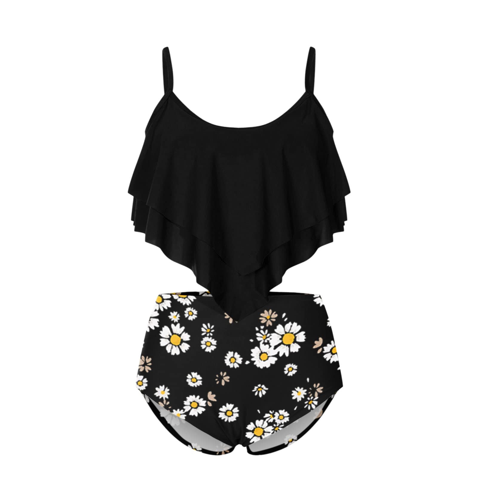Womens High Waisted Swimsuits Bathing Suits Sexy Bikini Bottom Tummy Control Modest Swimwear Two Piece Swimsuits