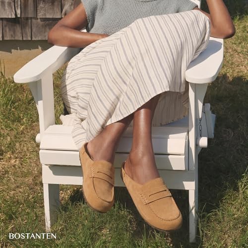 Image of BOSTANTEN Clogs for Women Wide Width Comfortable Suede Mules with Soft Footbed and Arch Support, Cute Slip On Potato Shoes
