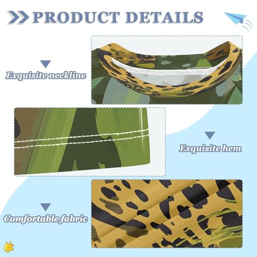 Boys Short Sleeve T-Shirts Camo Leopard Green Rashguard Kids Swim Shirts Sun UPF 50+3